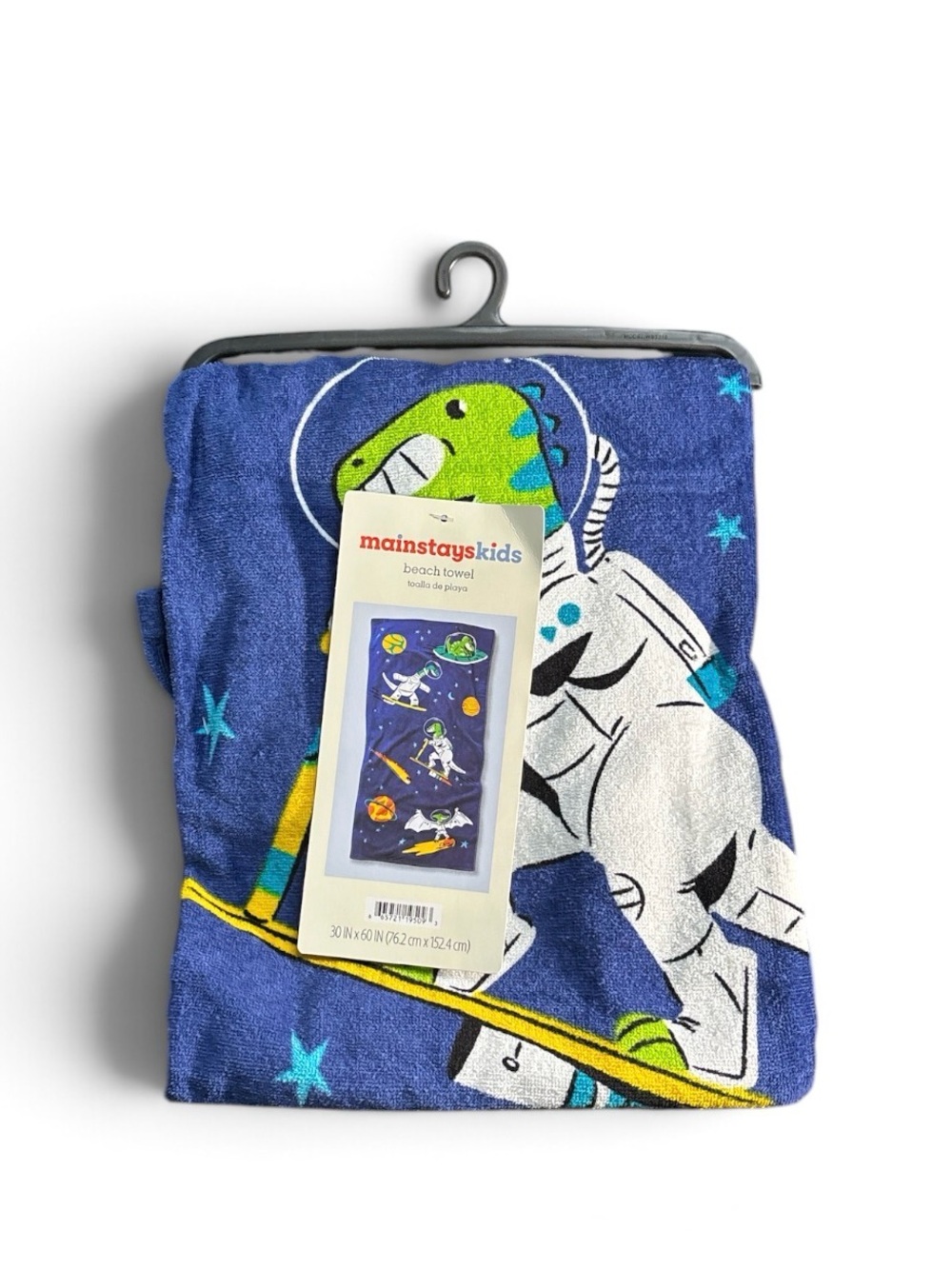 Mainstays Kids Astronaut Dinosaur Space Beach Towel - NWT 30” x 60”